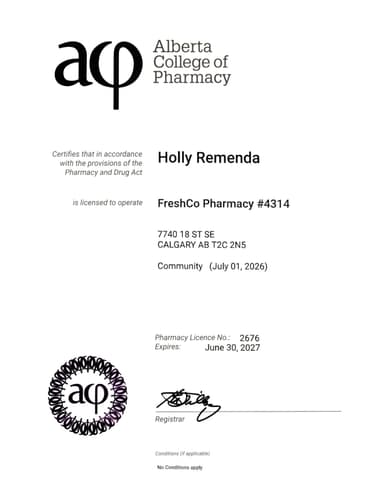 Pharmacy Alberta Certificate