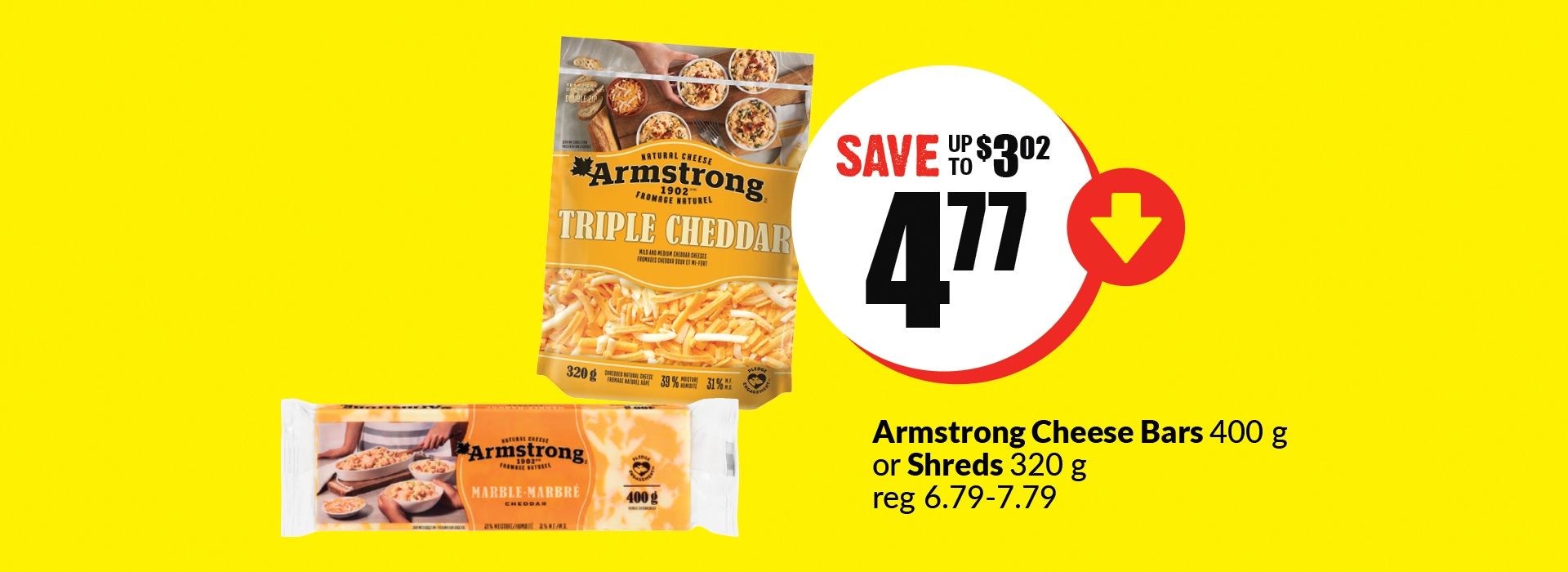 Armstrong cheese bars shreds