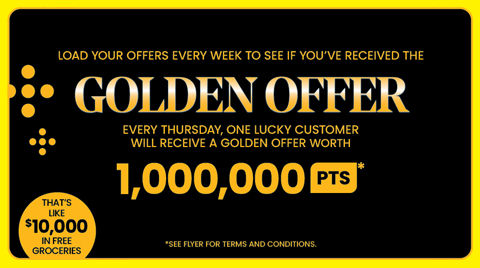 The following image contains the text, "Load your offers every week to see if you have received the golden offer."