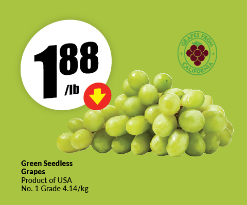 Green seedless grapes