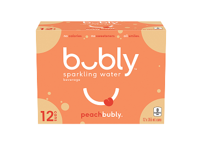 Bubly sparkling water 12x355mL peach