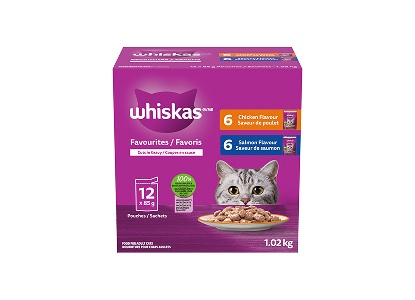Whiskas Favourites Chicken & Salmon Cuts In Gravy - Pouch Variety Pack, 12 x 85 g
