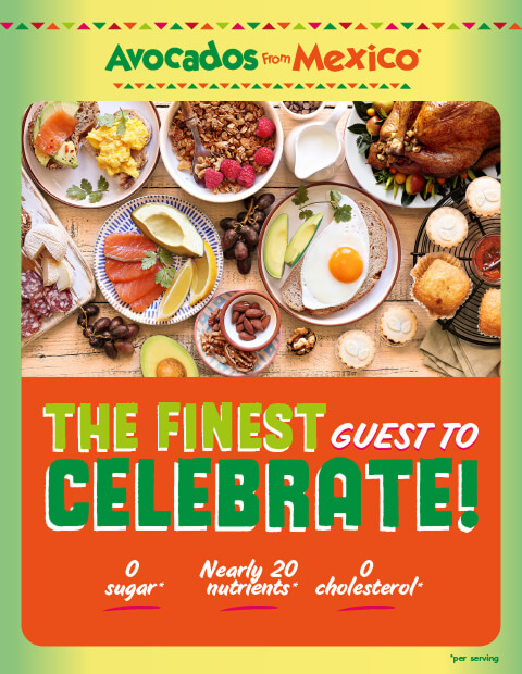 The promotional banner states The healthy guest to celebrate and a title Avocados from Mexico.